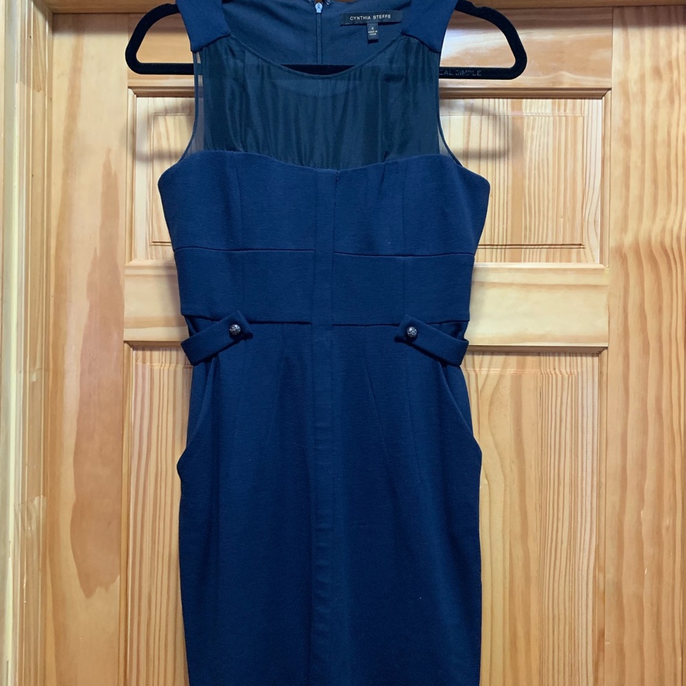 Cynthia Steffe Sheath Dress with Mesh Sleeves
